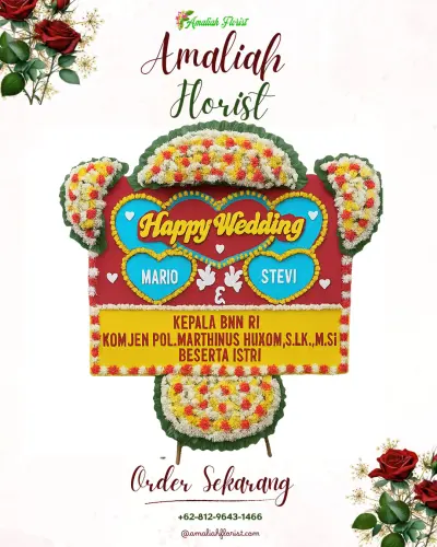 Karangan Papan Bunga Pernikahan di Topo